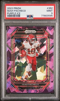 2022 Panini Prizm 352 Isiah Pacheco Purple Ice PSA 9