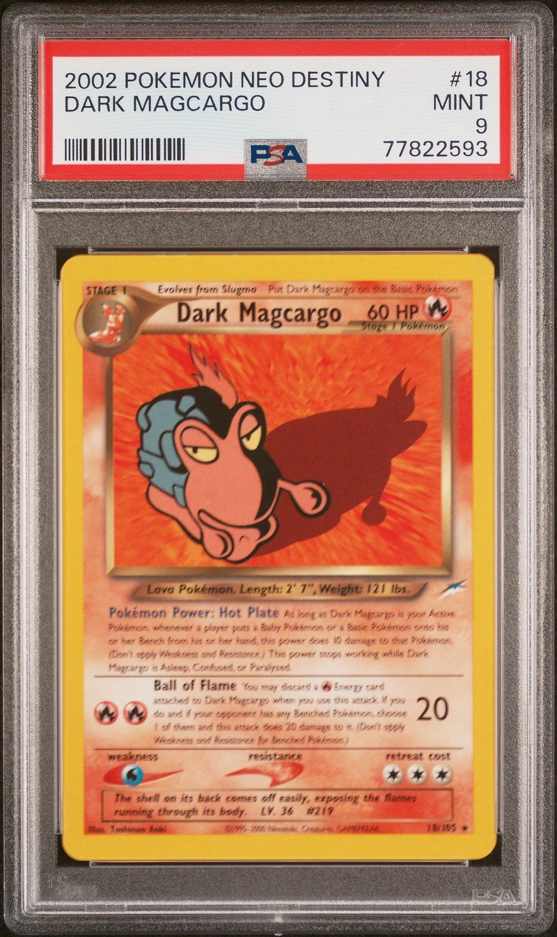 2002 Pokemon Neo Destiny 18 Dark Magcargo PSA 9