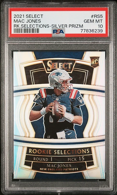2021 Panini Select Rookie Selections Rs5 Mac Jones Silver Prizm PSA 10