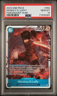 2023 One Piece Op02-paramount War 062 Monkey D. Luffy PSA 10