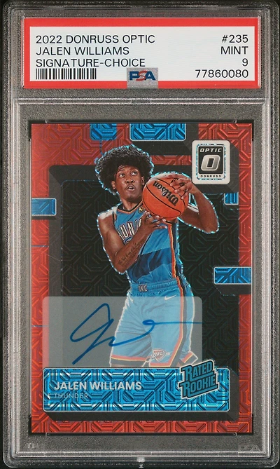2022 Panini Donruss Optic 235 Jalen Williams Signature-choice PSA 9