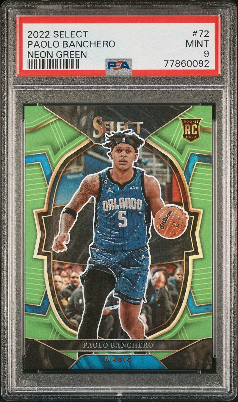 2022 Panini Select 72 Paolo Banchero Neon Green PSA 9