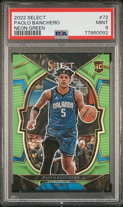 2022 Panini Select 72 Paolo Banchero Neon Green PSA 9