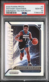 2020 Panini Prizm Emergent 3 Anthony Edwards Silver Prizm PSA 10