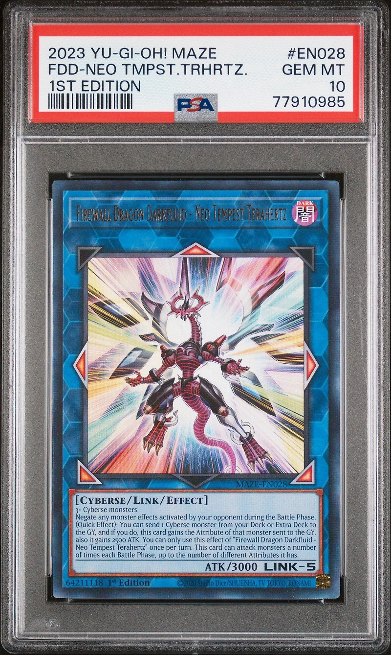 2023 Yu-gi-oh! Maze Of Memories En028 Firewall Dragon Darkfluid-neo Tempest Terahertz 1st Edition PSA 10