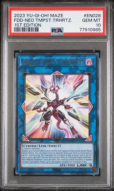 2023 Yu-gi-oh! Maze Of Memories En028 Firewall Dragon Darkfluid-neo Tempest Terahertz 1st Edition PSA 10