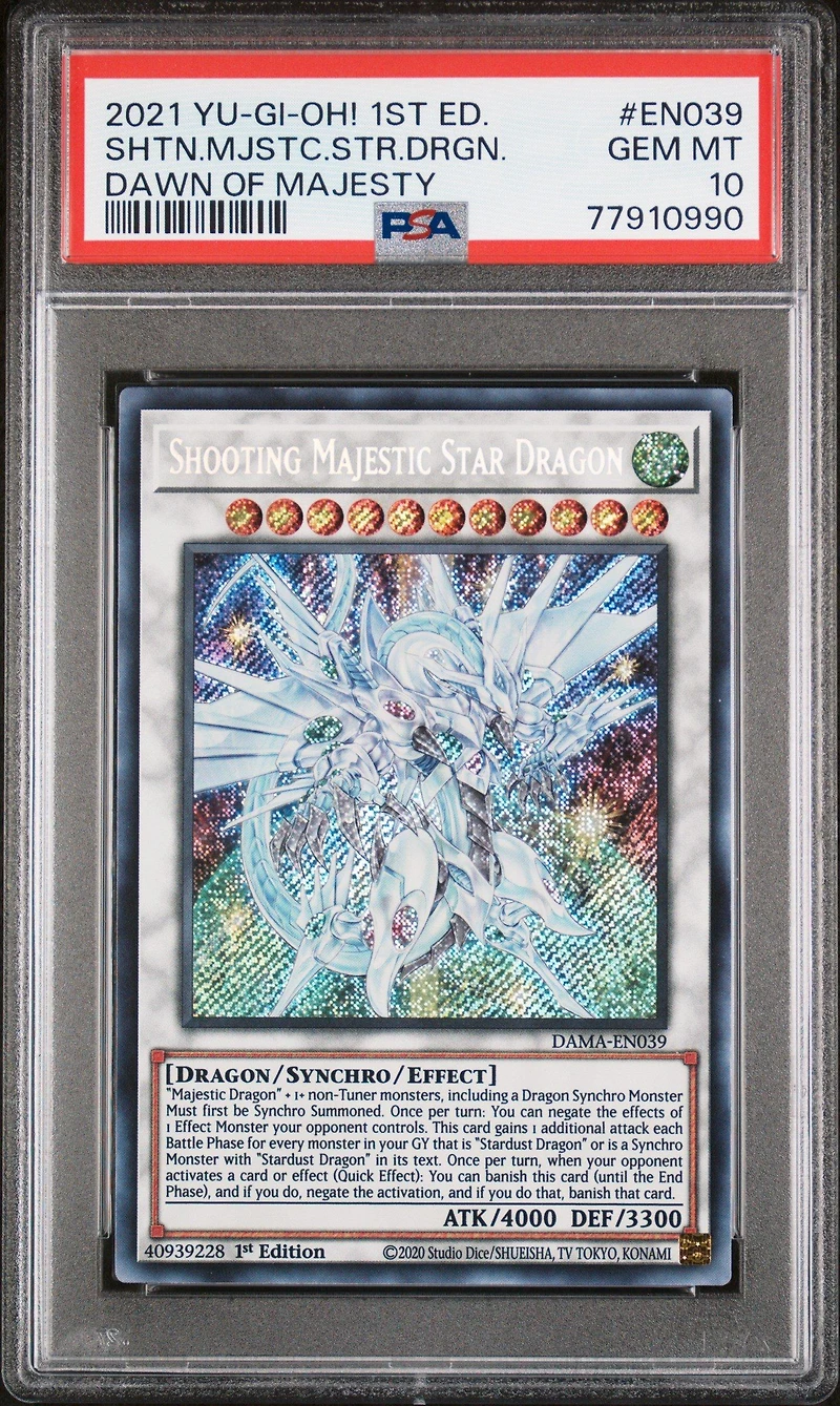 2021 Yu-gi-oh! Dama-dawn Of Majesty En039 Shooting Majestic Star Dragon 1st Edition PSA 10