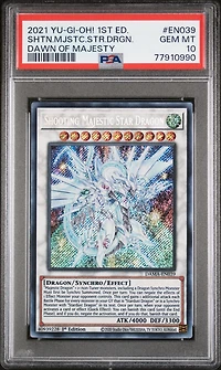 2021 Yu-gi-oh! Dama-dawn Of Majesty En039 Shooting Majestic Star Dragon 1st Edition PSA 10