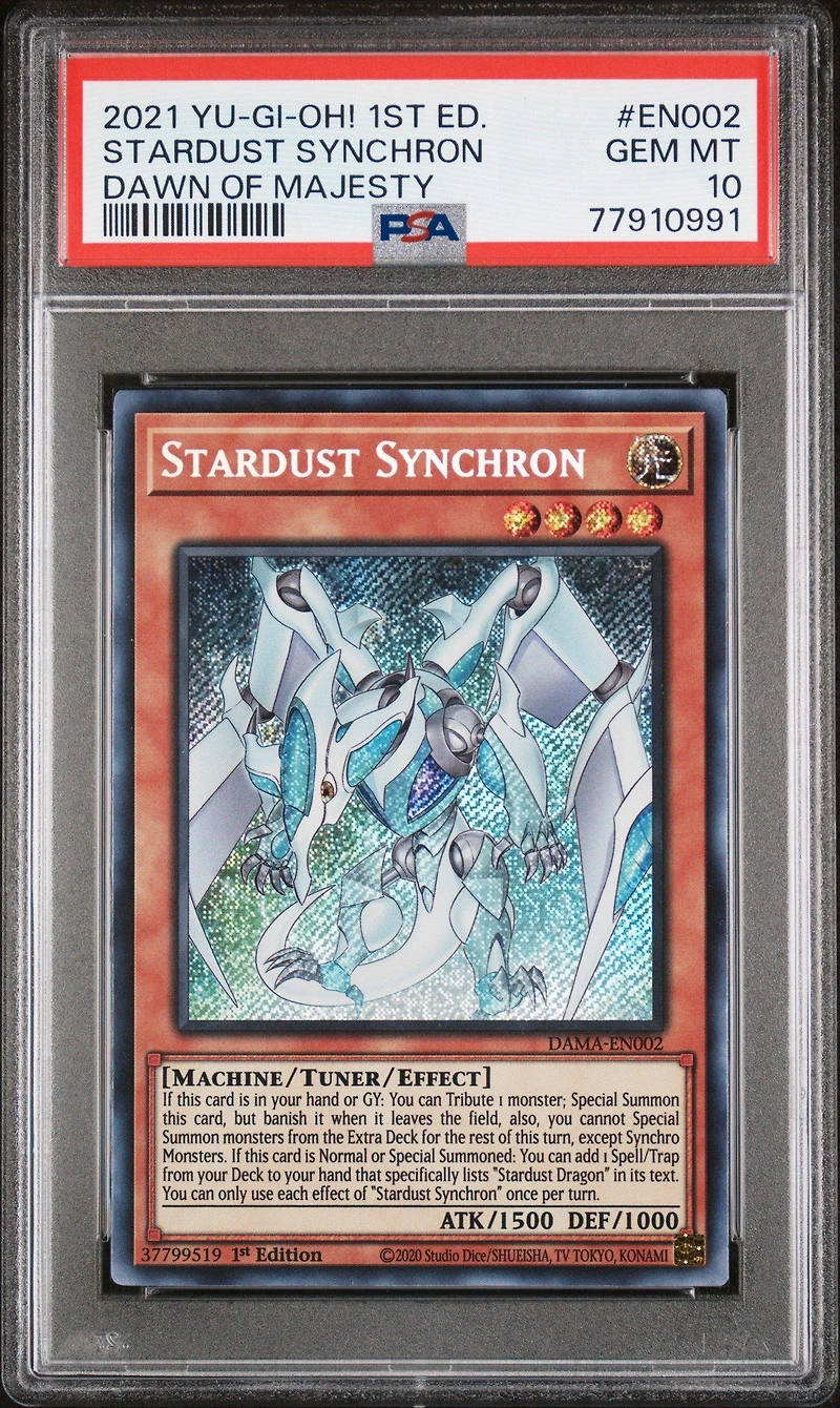 2021 Yu-gi-oh! Dama-dawn Of Majesty En002 Stardust Synchron 1st Edition PSA 10