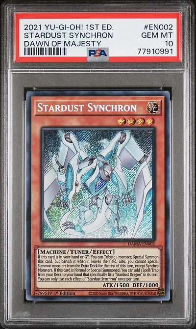 2021 Yu-gi-oh! Dama-dawn Of Majesty En002 Stardust Synchron 1st Edition PSA 10