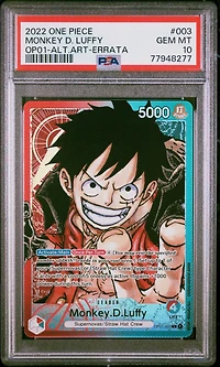 2022 One Piece Romance Dawn 003 Monkey D. Luffy Alternate Art-errata PSA 10