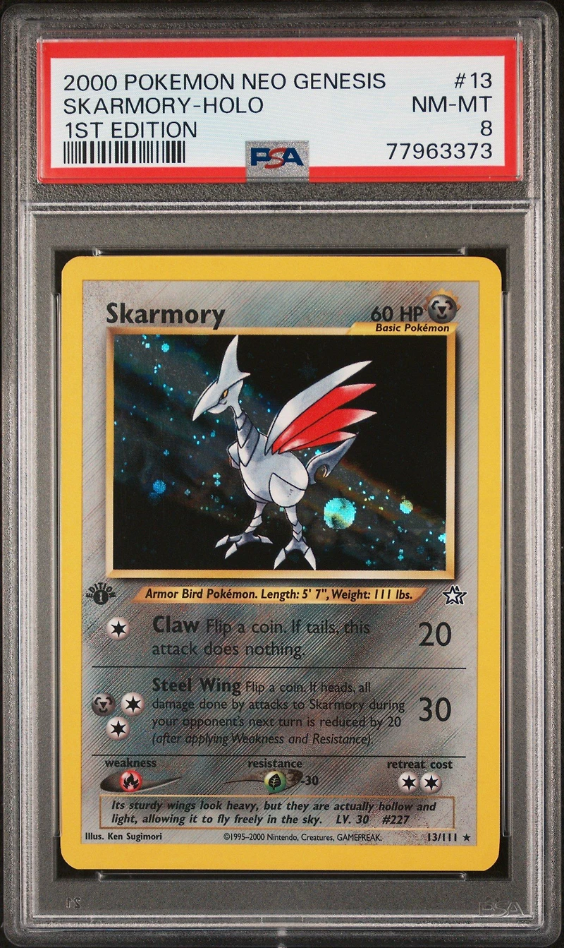 2000 Pokemon Neo Genesis 1st Edition 13 Skarmory-holo PSA 8