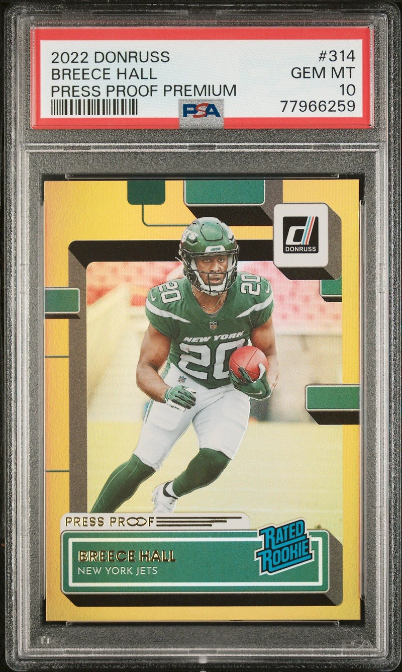2022 Panini Donruss 314 Breece Hall Press Proof Premium PSA 10