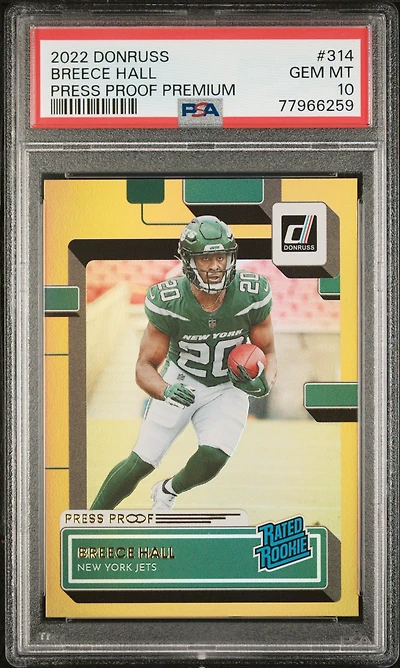 2022 Panini Donruss 314 Breece Hall Press Proof Premium PSA 10