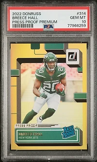 2022 Panini Donruss 314 Breece Hall Press Proof Premium PSA 10