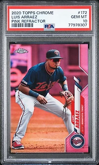 2020 Topps Chrome 172 Luis Arraez Pink Refractor PSA 10