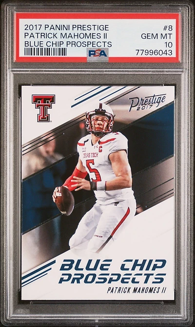 2017 Panini Prestige Blue Chip Prospects 8 Patrick Mahomes Ii PSA 10