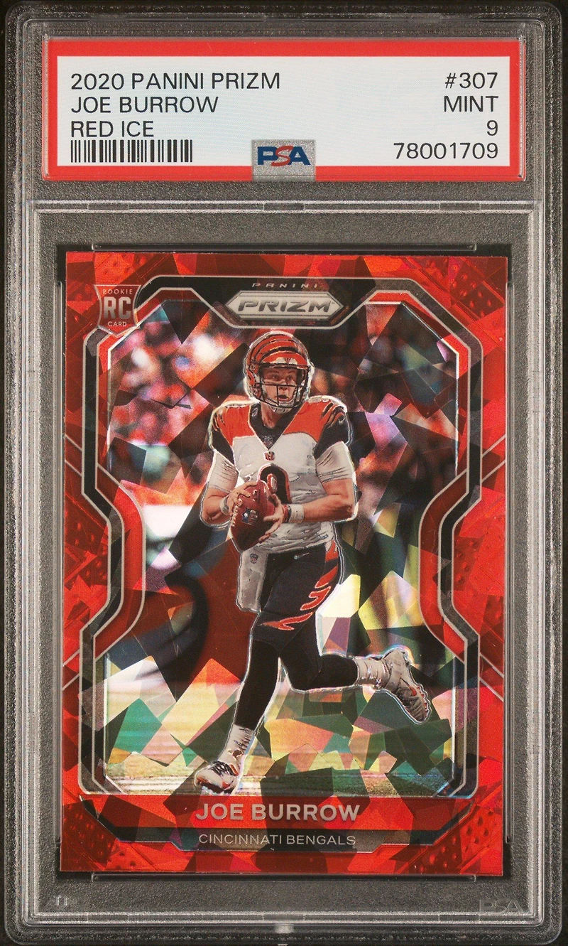 2020 Panini Prizm 307 Joe Burrow Red Ice PSA 9