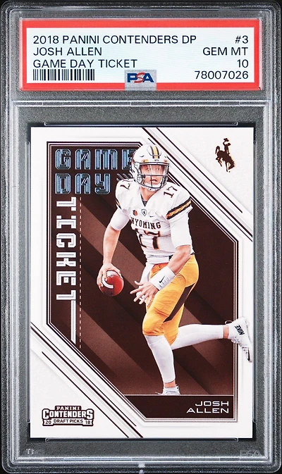 2018 Panini Contenders Draft Picks Game Day Ticket 3 Josh Allen PSA 10