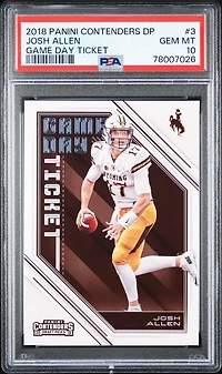 2018 Panini Contenders Draft Picks Game Day Ticket 3 Josh Allen PSA 10