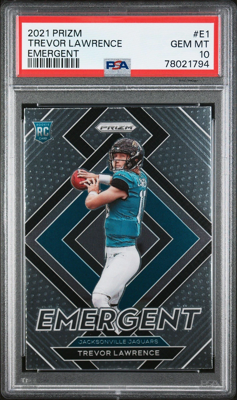 2021 Panini Prizm Emergent E1 Trevor Lawrence PSA 10