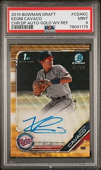 2019 Bowman Draft Chrome Draft Picks Autograph Cdakc Keoni Cavaco Gold Wave Refractor PSA 9