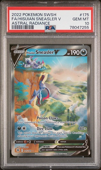 2022 Pokemon Sword & Shield Astral Radiance 175 Full Art/hisuian Sneasler V PSA 10