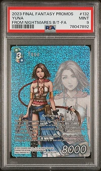 2023 Final Fantasy Promos 132 Yuna From Nightmares Box Topper-full Art PSA 9