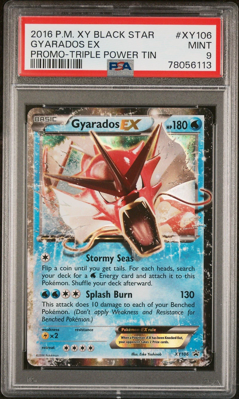 2016 Pokemon Xy Black Star Promo Xy106 Gyarados Ex Triple Power Tin PSA