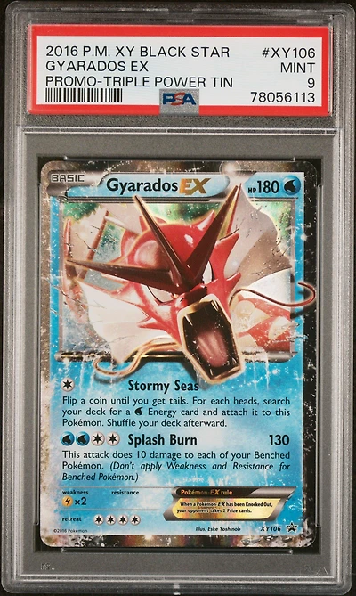 2016 Pokemon Xy Black Star Promo Xy106 Gyarados Ex Triple Power Tin PSA