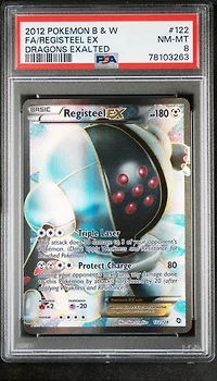 2012 Pokemon Black & White Dragons Exalted 122 Full Art/registeel Ex PSA 8
