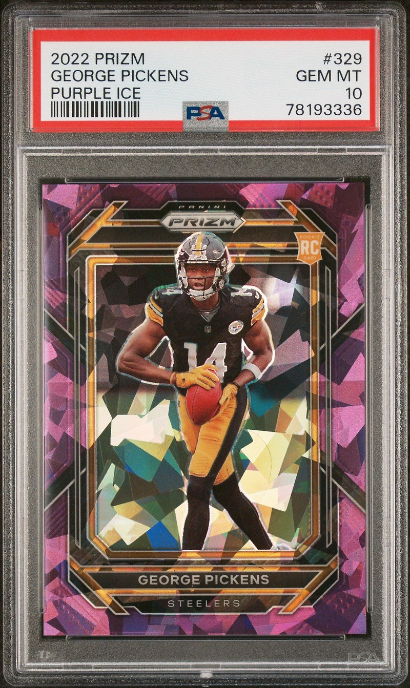 2022 Panini Prizm 329 George Pickens Purple Ice PSA 10