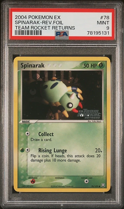 2004 Pokemon Ex Team Rocket Returns 78 Spinarak-reverse Foil PSA 9
