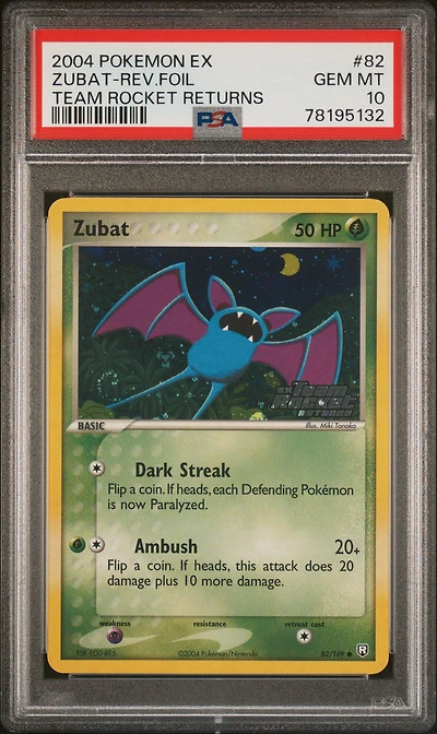 2004 Pokemon Ex Team Rocket Returns 82 Zubat-reverse Foil PSA 10