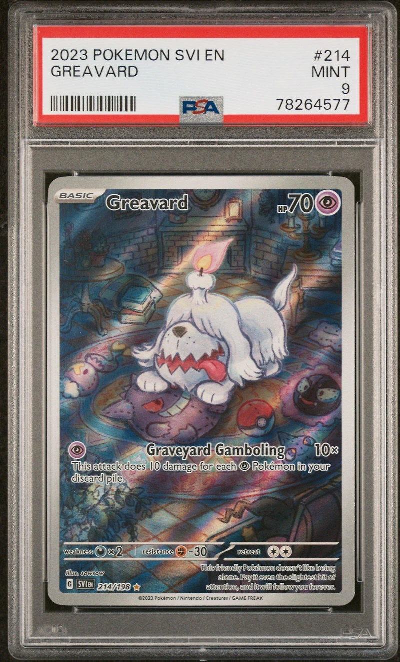 2023 Pokemon Svi En-scarlet & Violet 214 Greavard Illustration Rare PSA