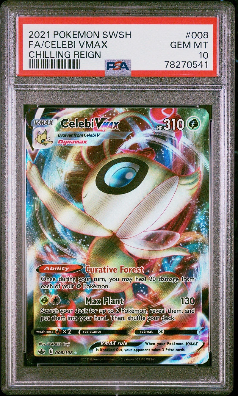 2021 Pokemon Sword & Shield Chilling Reign 008 Full Art/celebi Vmax PSA 10