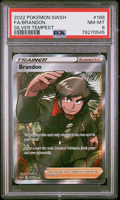 2022 Pokemon Sword & Shield Silver Tempest 188 Full Art/brandon PSA