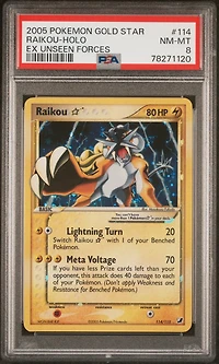 2005 Pokemon Ex Unseen Forces 114 Raikou-holo Gold Star PSA
