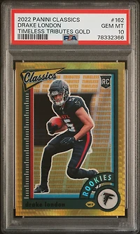 2022 Panini Classics 162 Drake London Timeless Tributes Gold PSA 10
