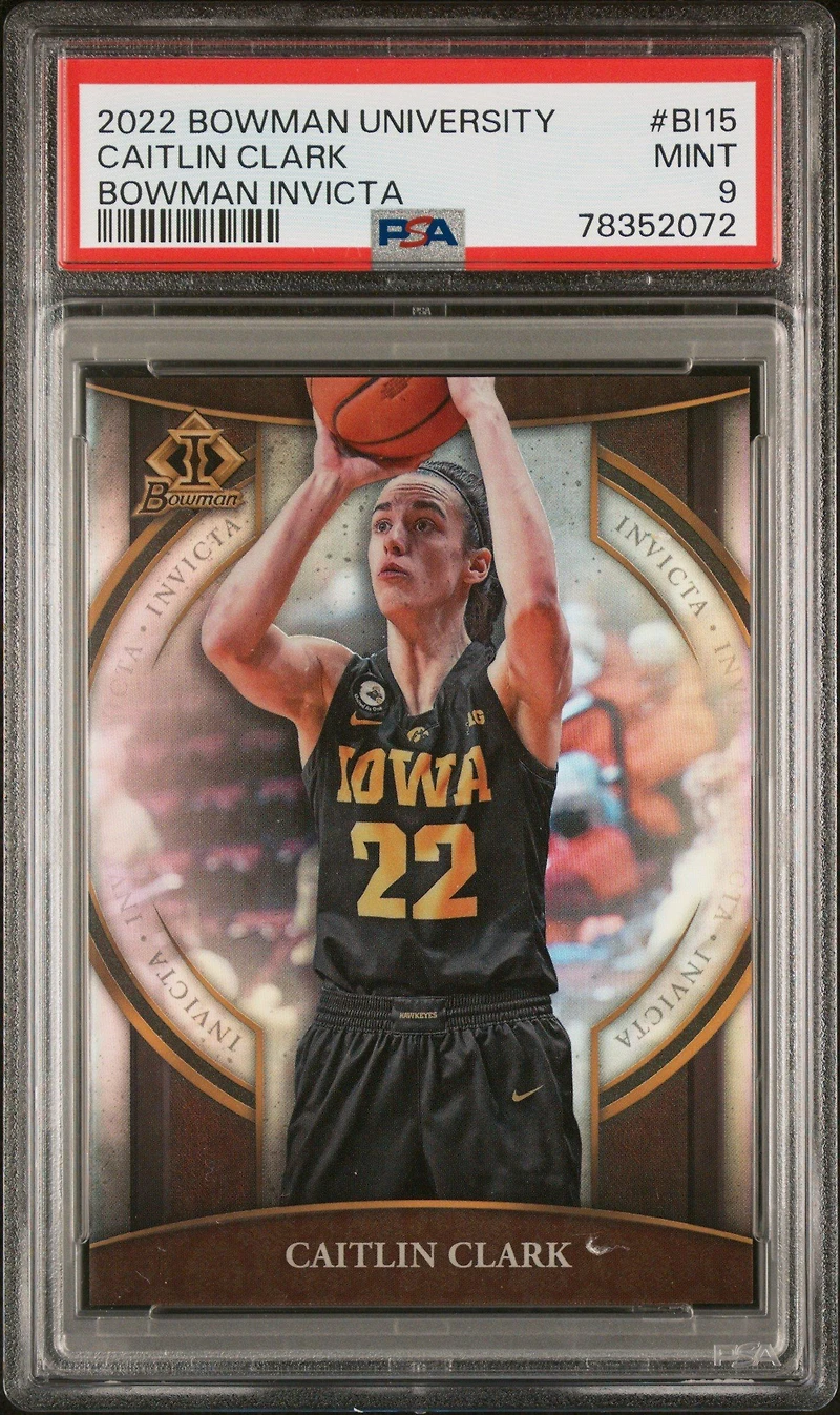 2022 Bowman Chrome University Bowman Invicta Bi15 Caitlin Clark PSA 9