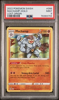2022 Pokemon Sword & Shield Lost Origin 088 Machamp-holo PSA 9