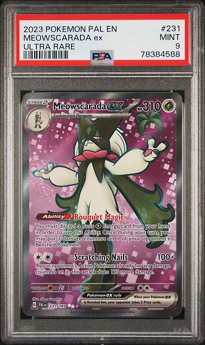 2023 Pokemon Pal En-paldea Evolved 231 Meowscarada Ex Ultra Rare PSA
