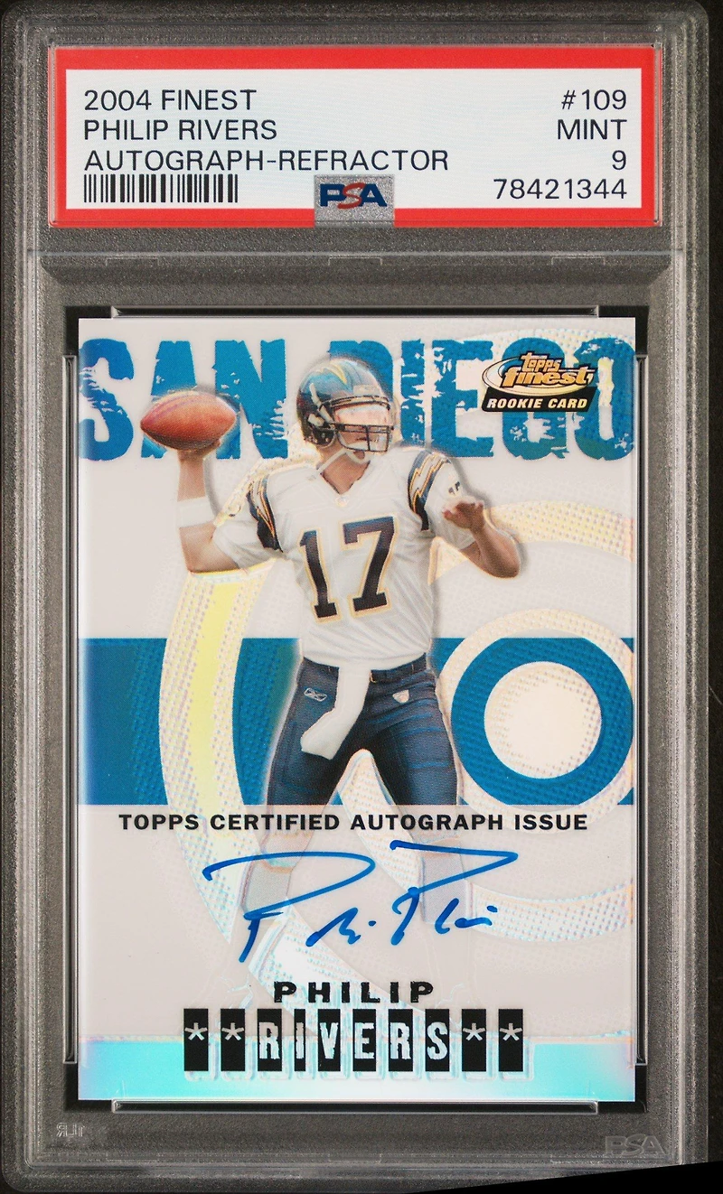 2004 Finest 109 Philip Rivers Autograph-refractor PSA 9