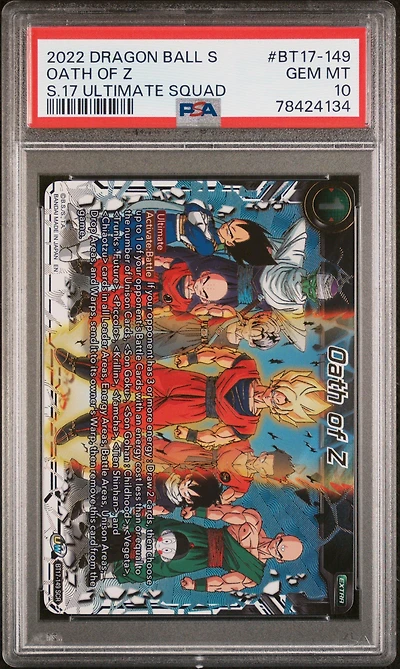 2022 Dragon Ball Super Series 17 Ultimate Squad Bt17-149 Oath Of Z Secret Rare PSA 10