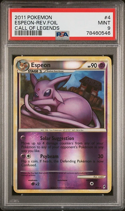 2011 Pokemon Call Of Legends 4 Espeon-reverse Foil PSA 9