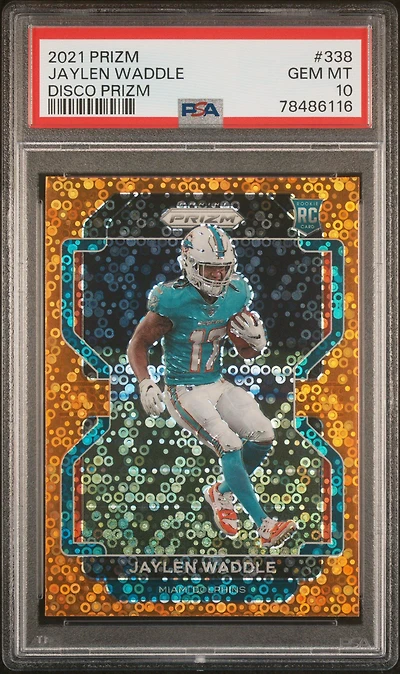 2021 Panini Prizm 338 Jaylen Waddle Disco Prizm PSA 10