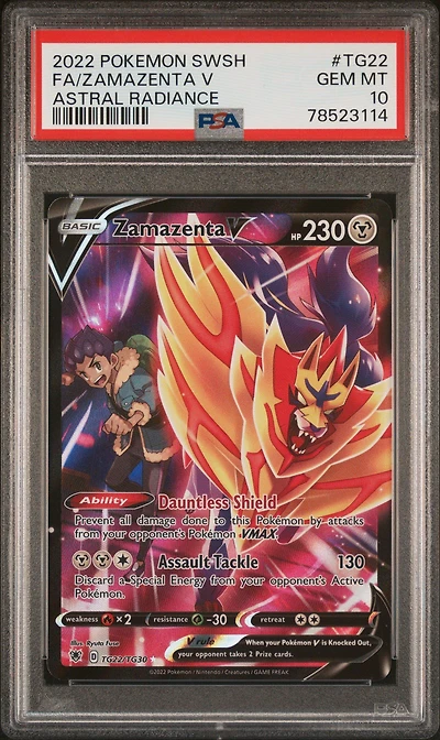 2022 Pokemon Sword & Shield Astral Radiance Tg22 Fa/zamazenta V PSA 10
