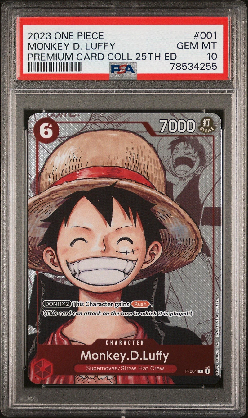 2023 One Piece Premium Bandai Premium Card Collection 25th Edition 001 Monkey D. Luffy PSA 10