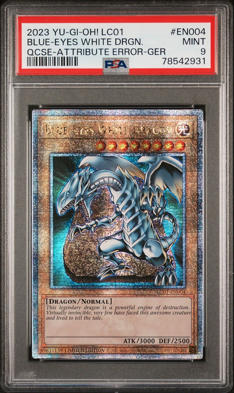 2023 Yu-gi-oh! Lc01-legendary Collection: 25th Anniversary Edition En004 Blue-eyes White Dragon Quarter Century Secret Rare-attribute Error-german PSA