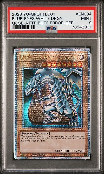 2023 Yu-gi-oh! Lc01-legendary Collection: 25th Anniversary Edition En004 Blue-eyes White Dragon Quarter Century Secret Rare-attribute Error-german PSA